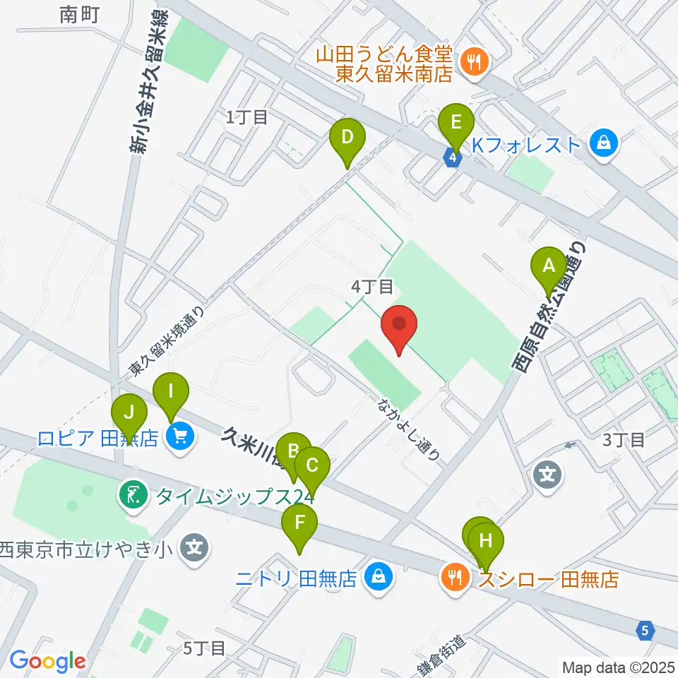 西東京市郷土資料室周辺の駐車場・コインパーキング一覧地図