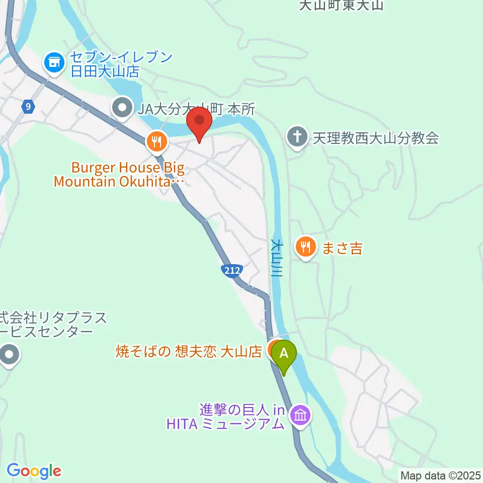 日田市大山文化センター周辺の駐車場・コインパーキング一覧地図