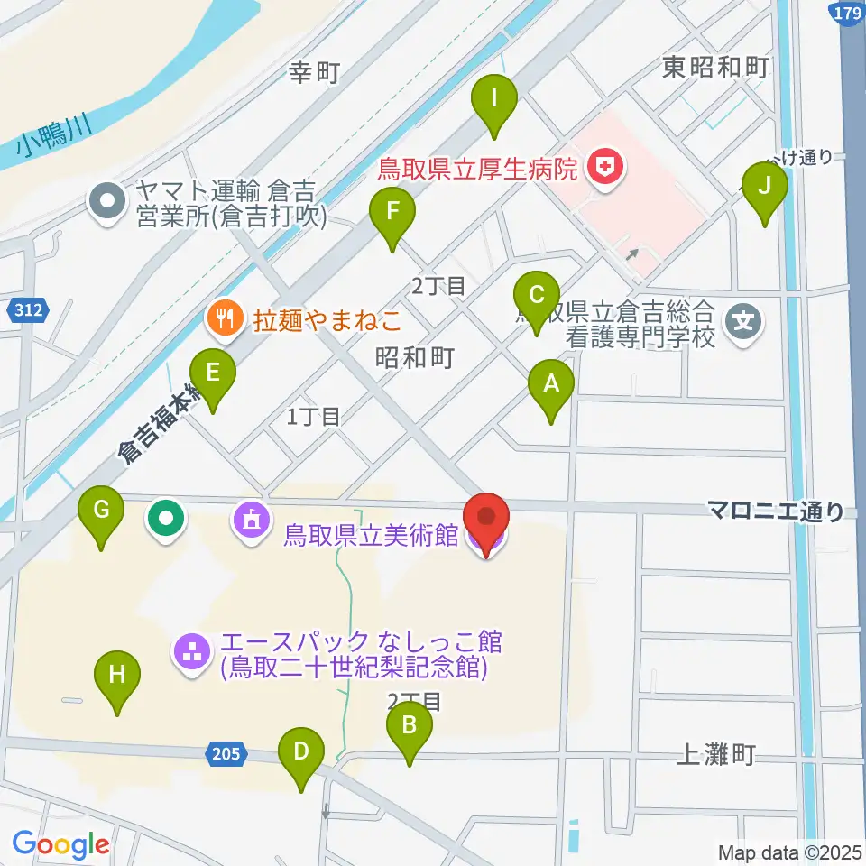鳥取県立美術館周辺の駐車場・コインパーキング一覧地図