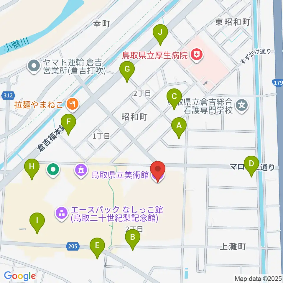 鳥取県立美術館周辺の駐車場・コインパーキング一覧地図