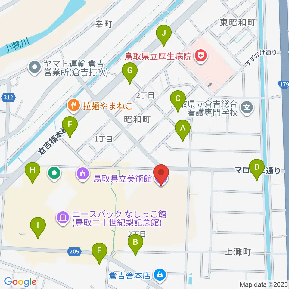 鳥取県立美術館周辺の駐車場・コインパーキング一覧地図