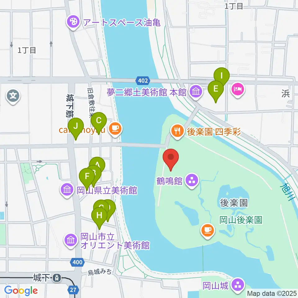 岡山県立博物館周辺の駐車場・コインパーキング一覧地図