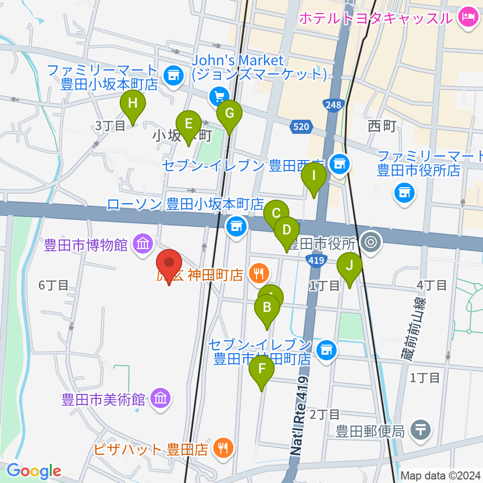 豊田市博物館周辺の駐車場・コインパーキング一覧地図