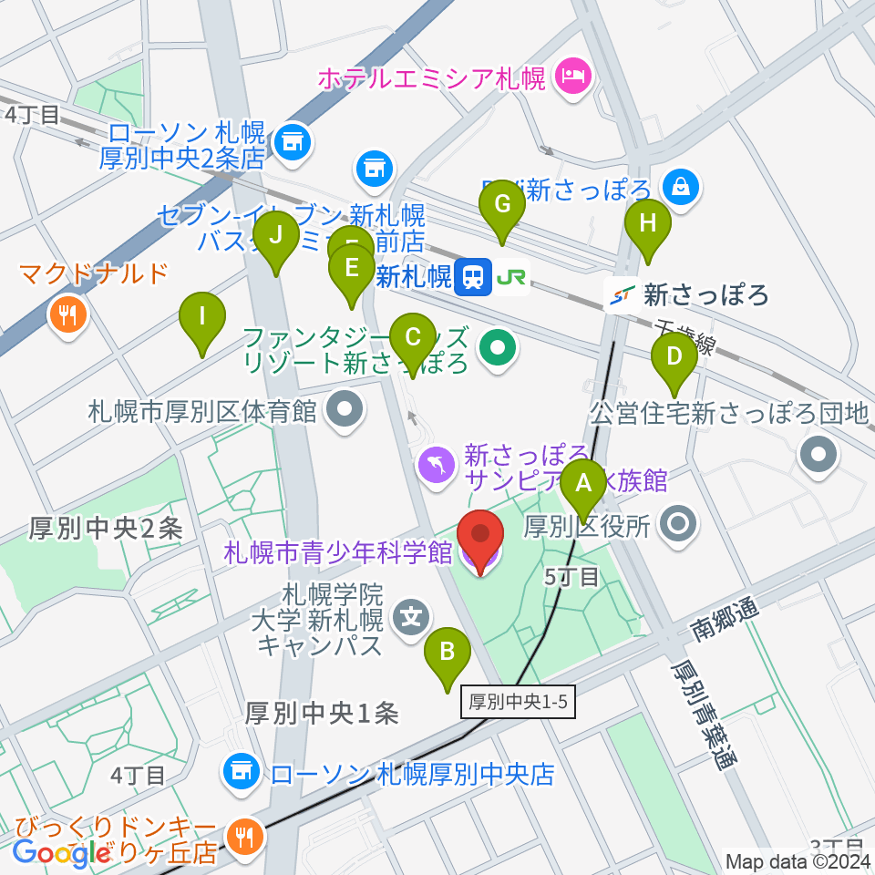 札幌市青少年科学館周辺の駐車場・コインパーキング一覧地図