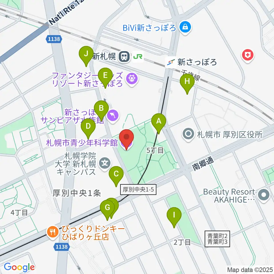 札幌市青少年科学館周辺の駐車場・コインパーキング一覧地図