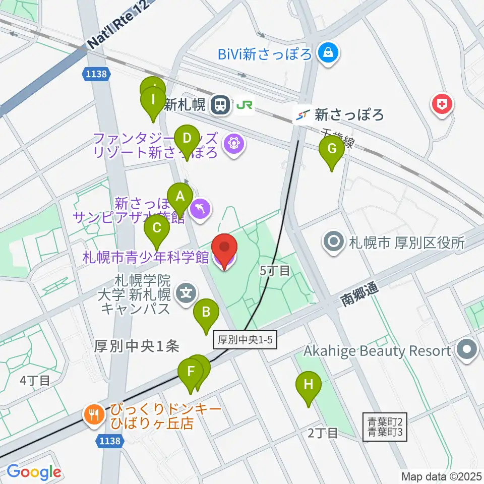 札幌市青少年科学館周辺の駐車場・コインパーキング一覧地図