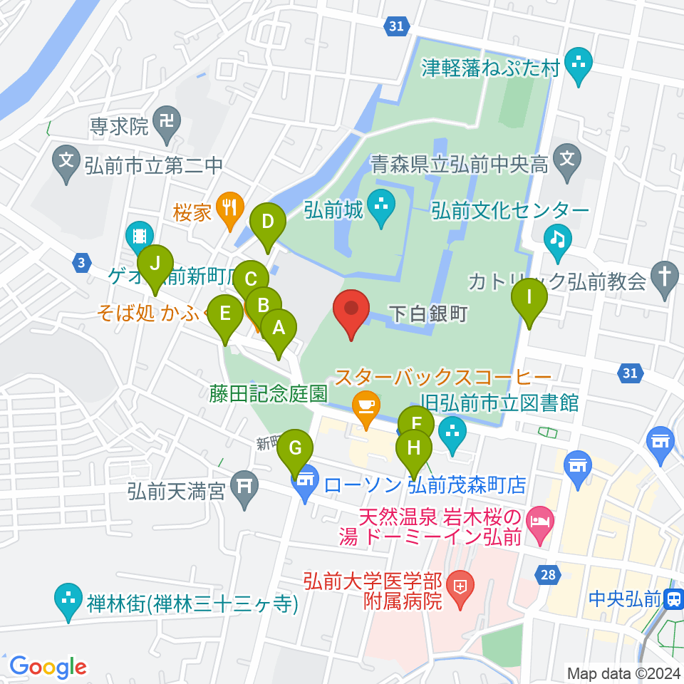 弘前市立博物館周辺の駐車場・コインパーキング一覧地図