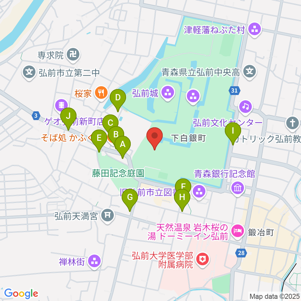 弘前市立博物館周辺の駐車場・コインパーキング一覧地図