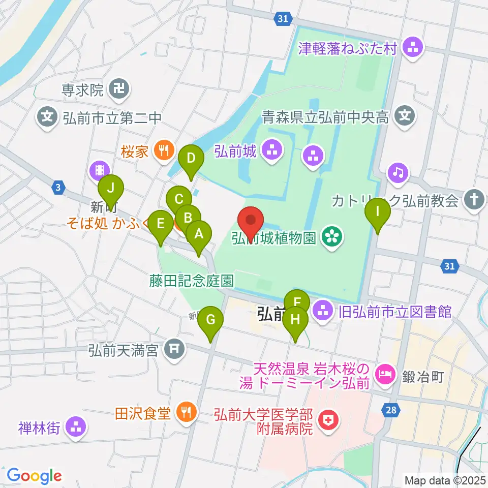 弘前市立博物館周辺の駐車場・コインパーキング一覧地図
