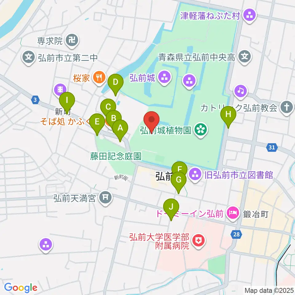 弘前市立博物館周辺の駐車場・コインパーキング一覧地図