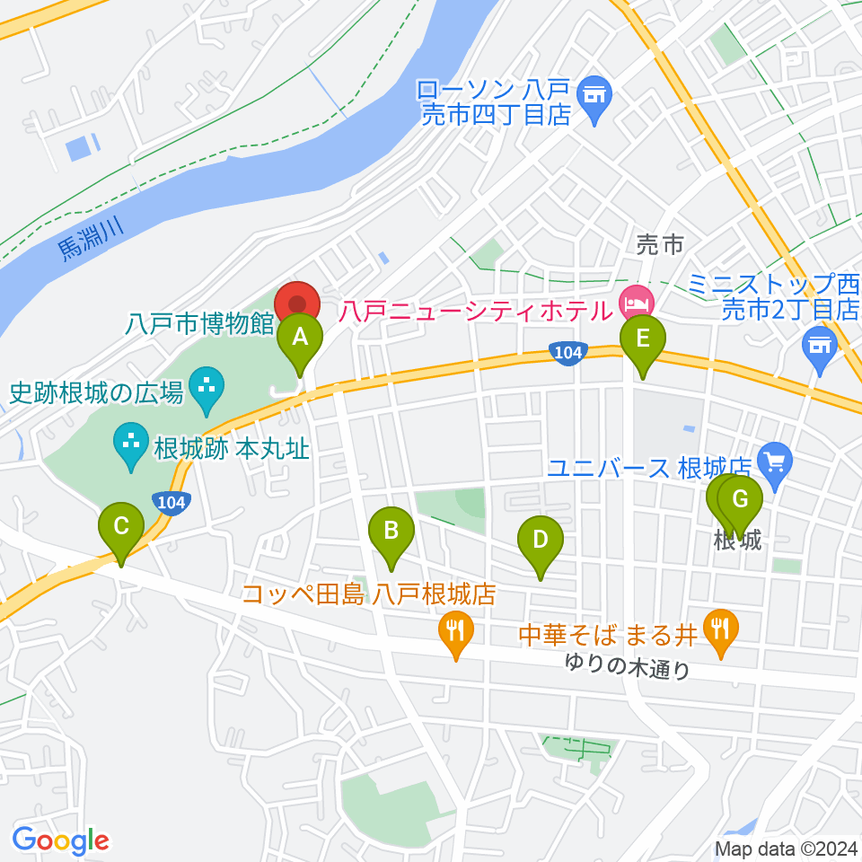 八戸市博物館周辺の駐車場・コインパーキング一覧地図