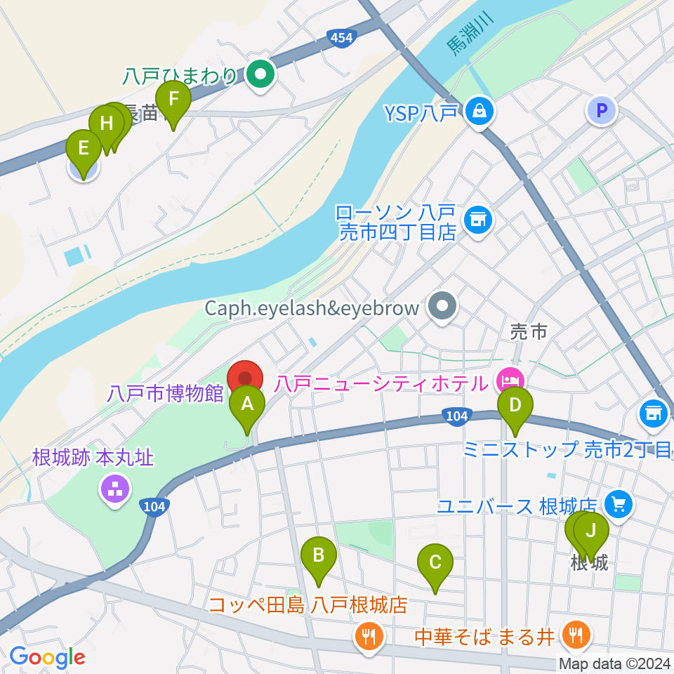 八戸市博物館周辺の駐車場・コインパーキング一覧地図