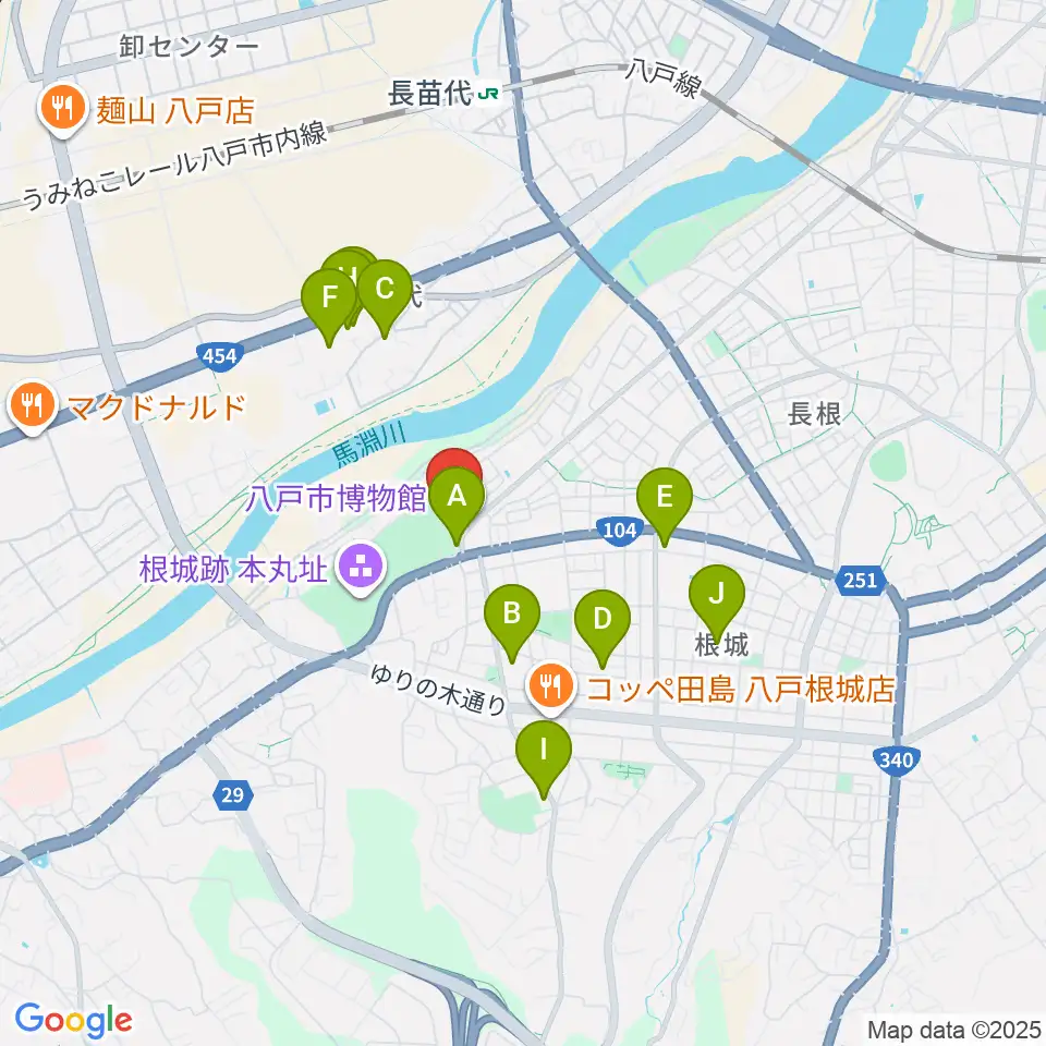 八戸市博物館周辺の駐車場・コインパーキング一覧地図