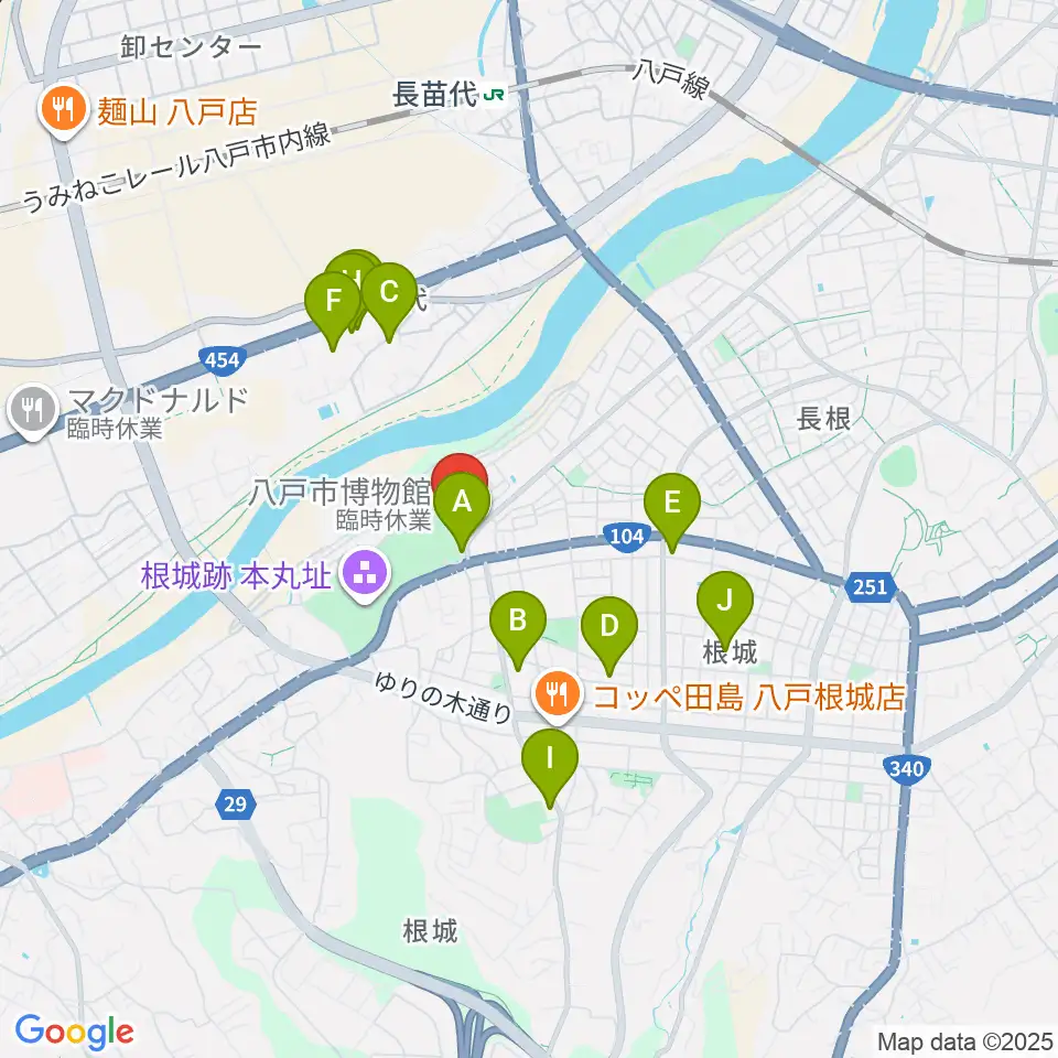 八戸市博物館周辺の駐車場・コインパーキング一覧地図