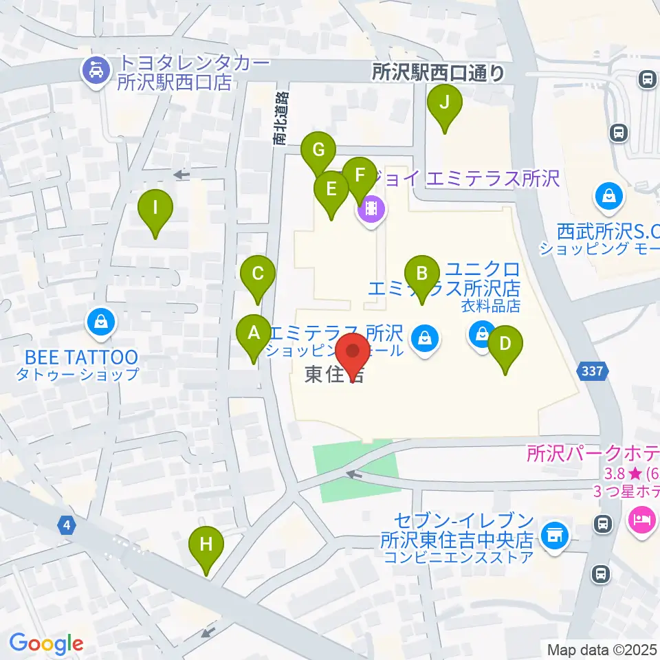 T・ジョイ エミテラス所沢周辺の駐車場・コインパーキング一覧地図
