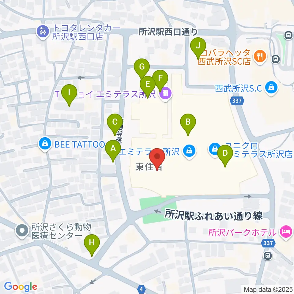 T・ジョイ エミテラス所沢周辺の駐車場・コインパーキング一覧地図