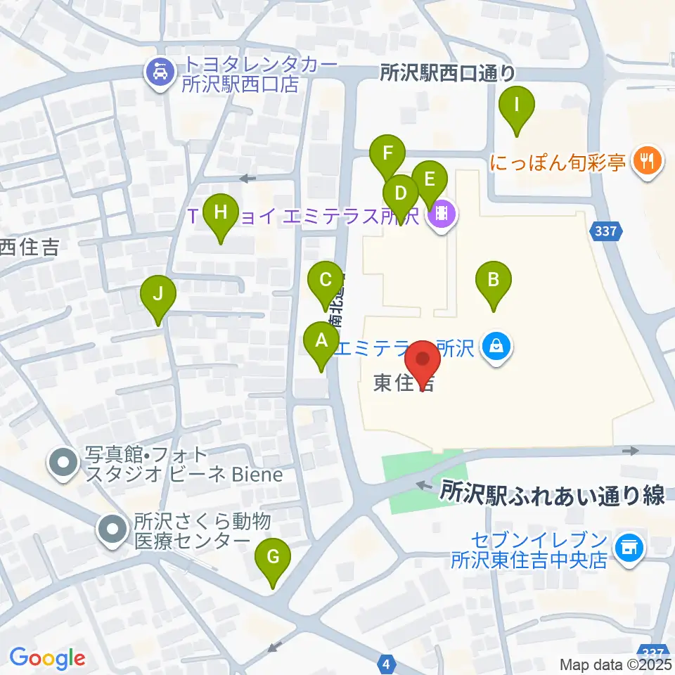 T・ジョイ エミテラス所沢周辺の駐車場・コインパーキング一覧地図