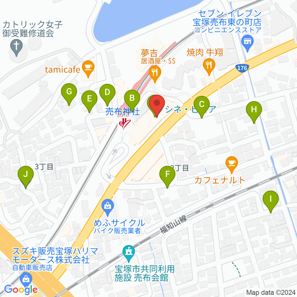 宝塚シネ・ピピア周辺の駐車場・コインパーキング一覧地図