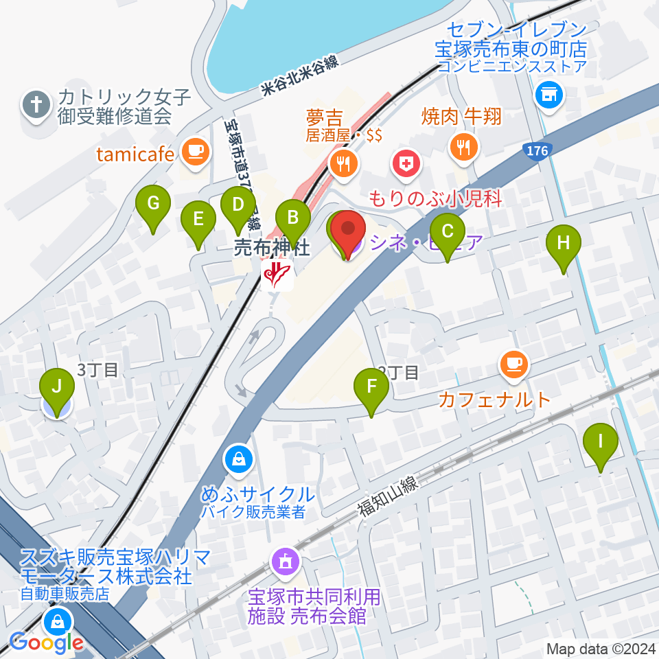 宝塚シネ・ピピア周辺の駐車場・コインパーキング一覧地図