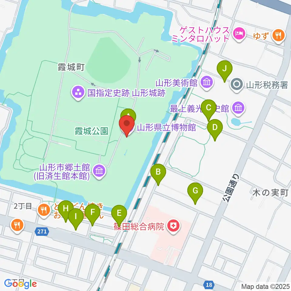 山形県立博物館周辺の駐車場・コインパーキング一覧地図