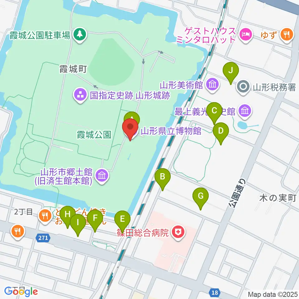 山形県立博物館周辺の駐車場・コインパーキング一覧地図