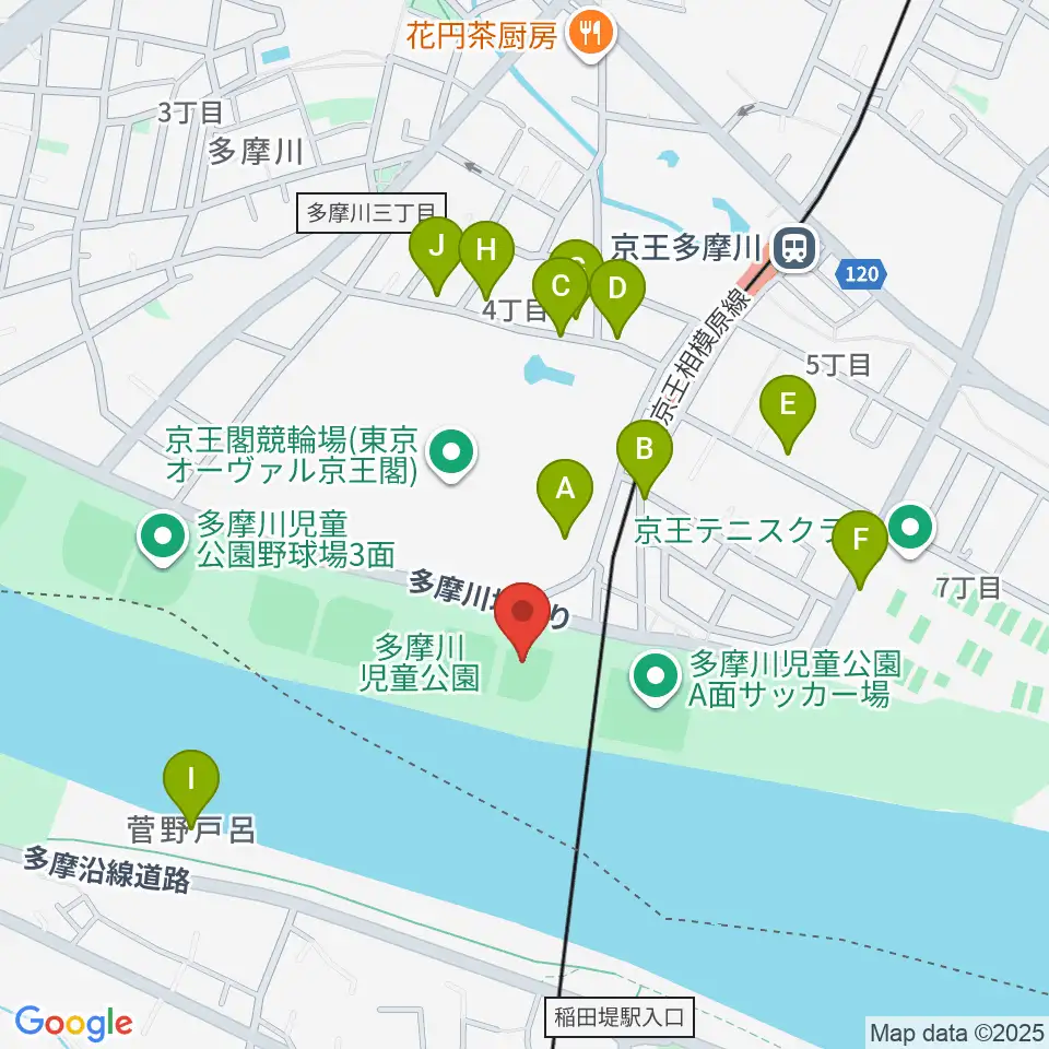 多摩川児童公園ソフトボール場周辺の駐車場・コインパーキング一覧地図