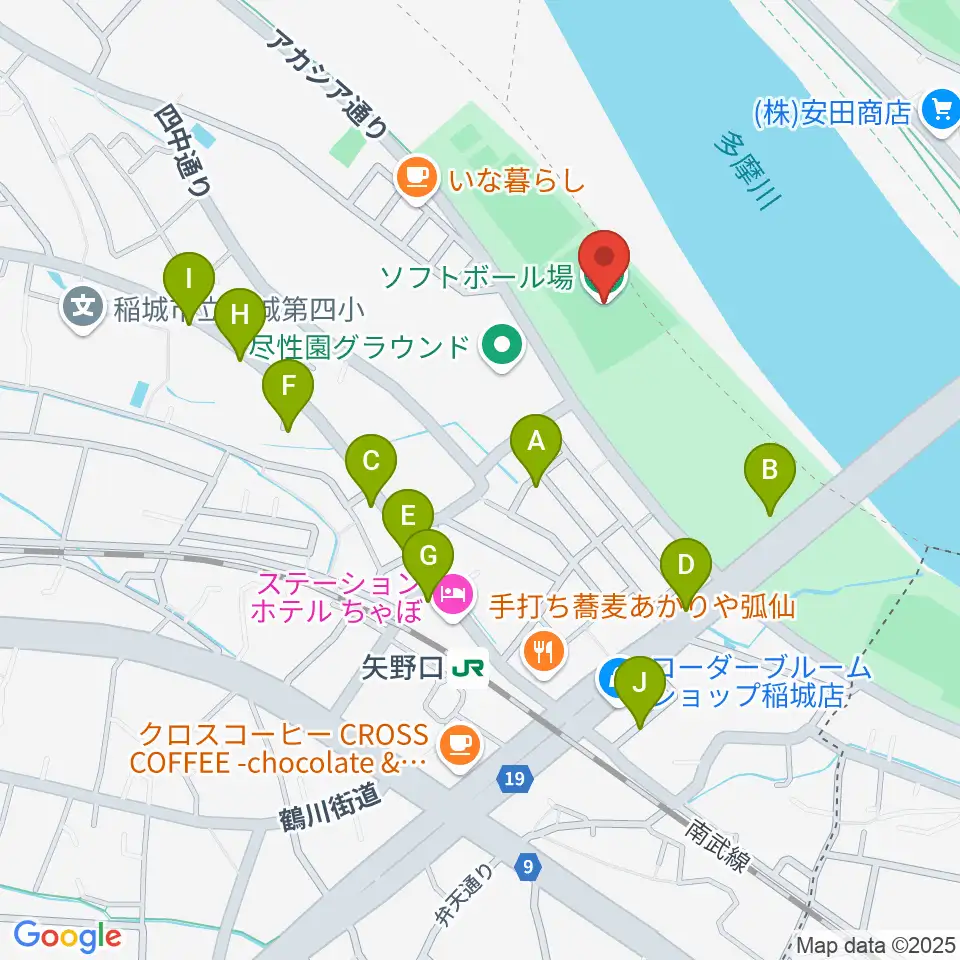 多摩川緑地公園ソフトボール場周辺の駐車場・コインパーキング一覧地図