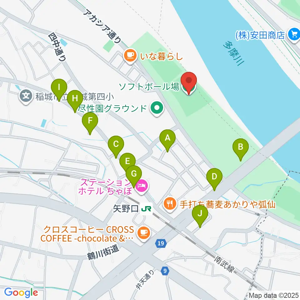 多摩川緑地公園ソフトボール場周辺の駐車場・コインパーキング一覧地図