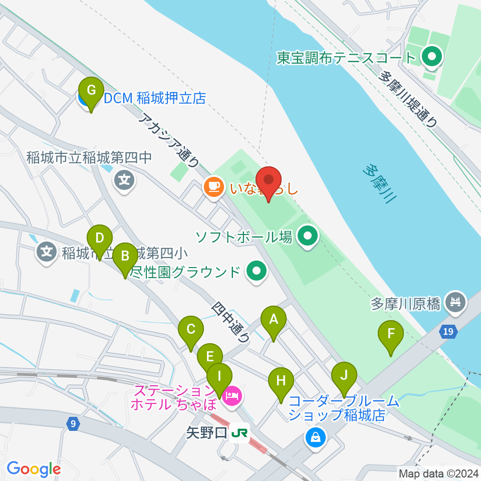 多摩川緑地公園多目的広場周辺の駐車場・コインパーキング一覧地図