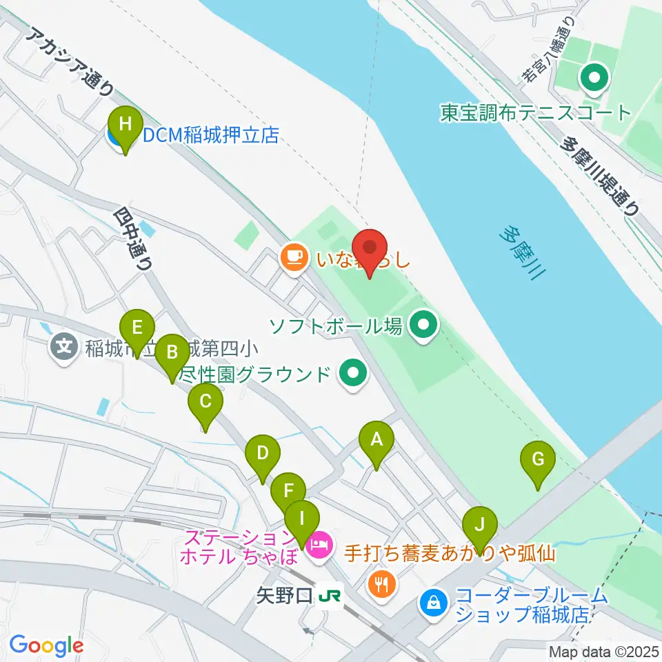 多摩川緑地公園多目的広場周辺の駐車場・コインパーキング一覧地図