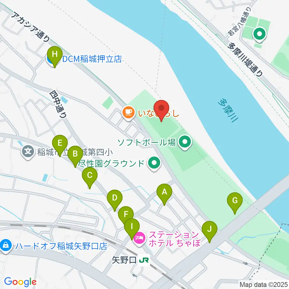 多摩川緑地公園多目的広場周辺の駐車場・コインパーキング一覧地図
