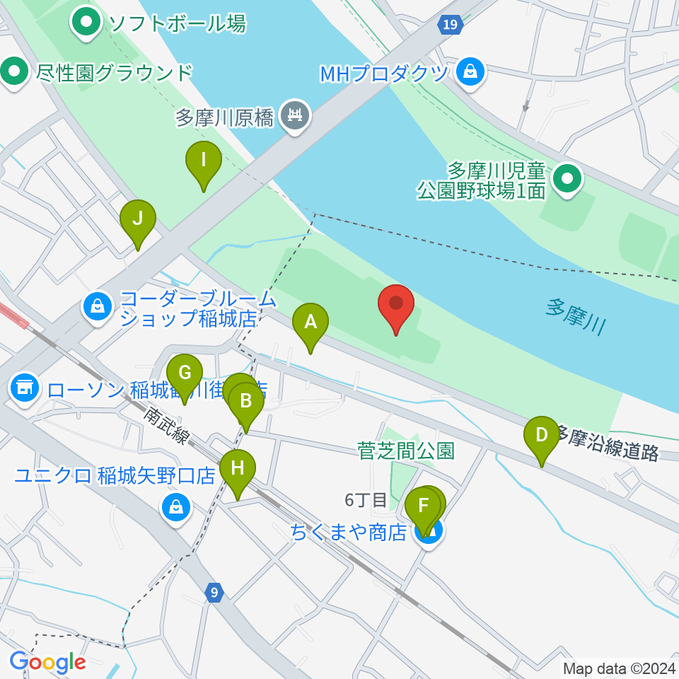 多摩川緑地菅少年野球場周辺の駐車場・コインパーキング一覧地図