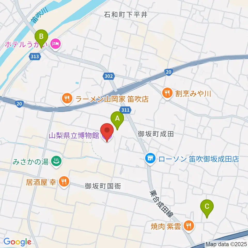 山梨県立博物館 かいじあむ周辺の駐車場・コインパーキング一覧地図