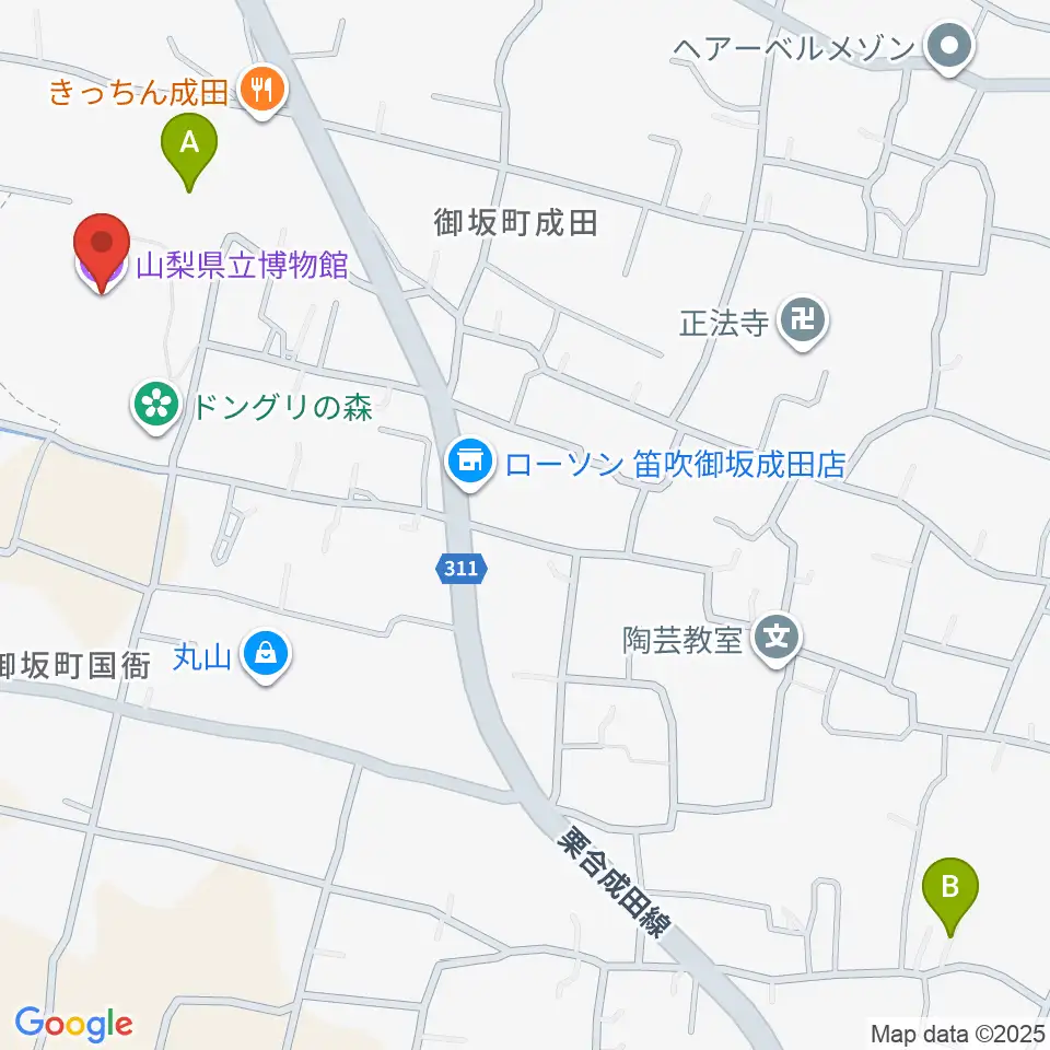 山梨県立博物館 かいじあむ周辺の駐車場・コインパーキング一覧地図