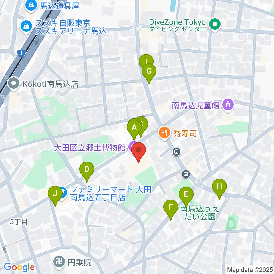 大田区立郷土博物館周辺の駐車場・コインパーキング一覧地図