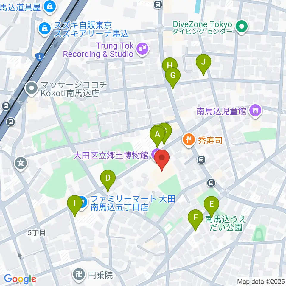 大田区立郷土博物館周辺の駐車場・コインパーキング一覧地図