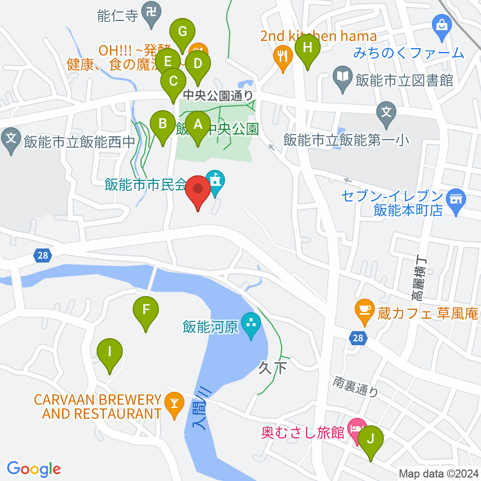 飯能市立博物館周辺の駐車場・コインパーキング一覧地図