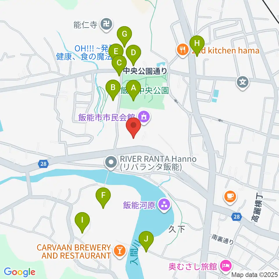 飯能市立博物館周辺の駐車場・コインパーキング一覧地図