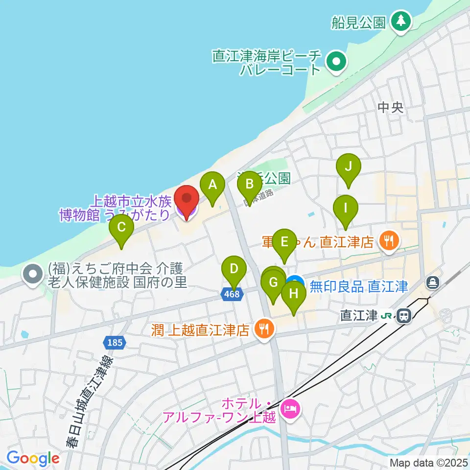 上越市立水族博物館うみがたり周辺の駐車場・コインパーキング一覧地図
