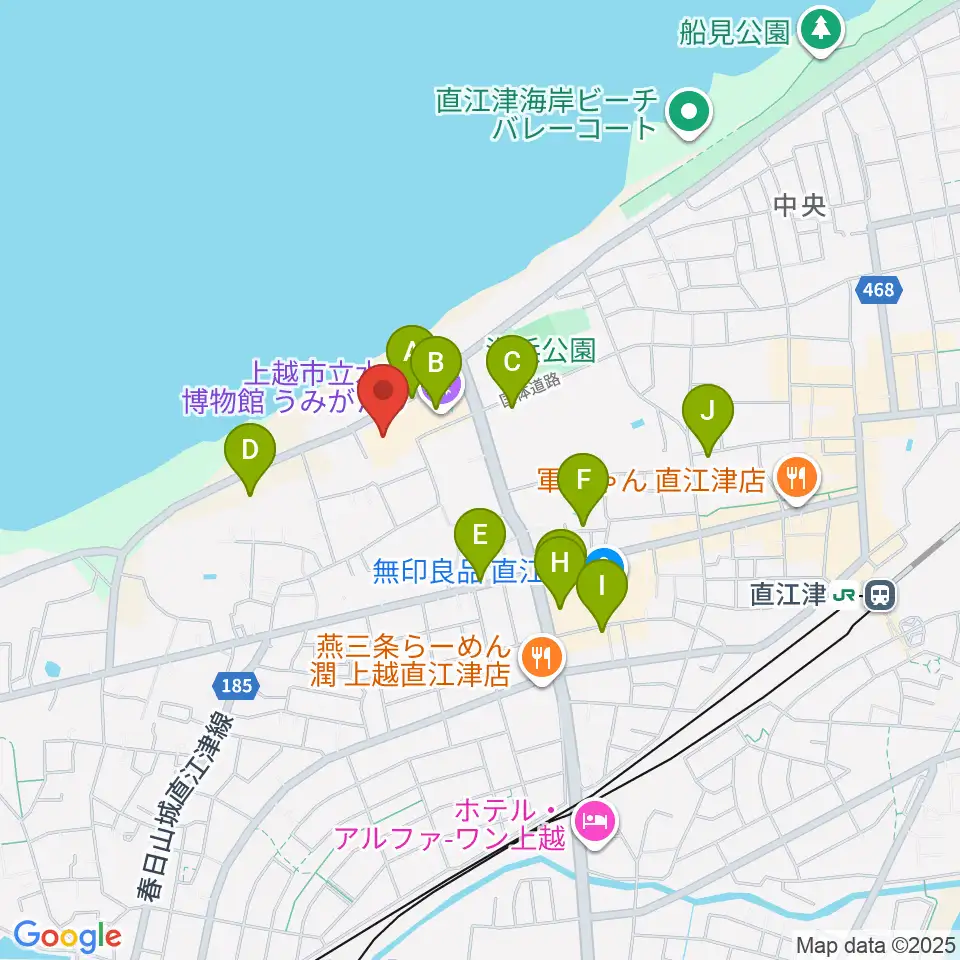 上越市立水族博物館うみがたり周辺の駐車場・コインパーキング一覧地図