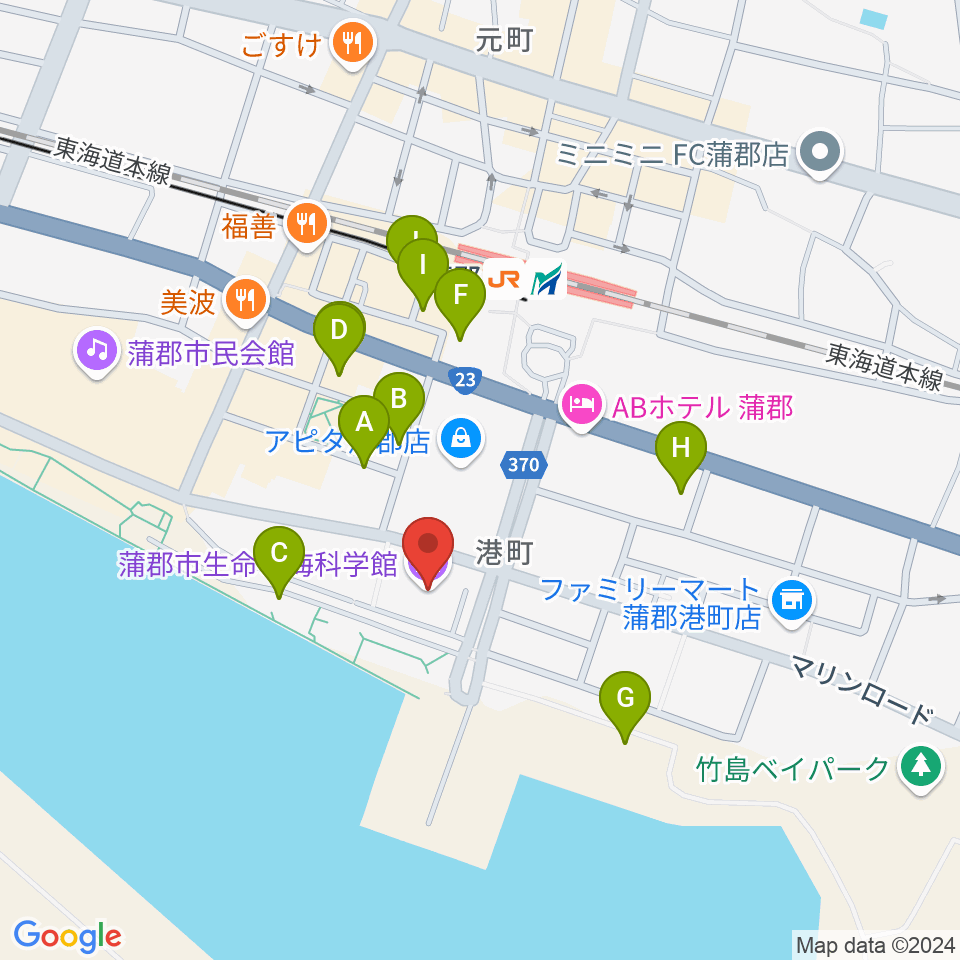 蒲郡市生命の海科学館周辺の駐車場・コインパーキング一覧地図