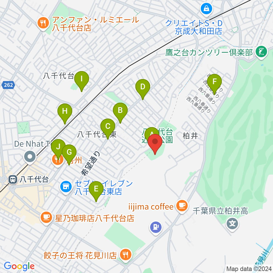 八千代台近隣公園小体育館周辺の駐車場・コインパーキング一覧地図