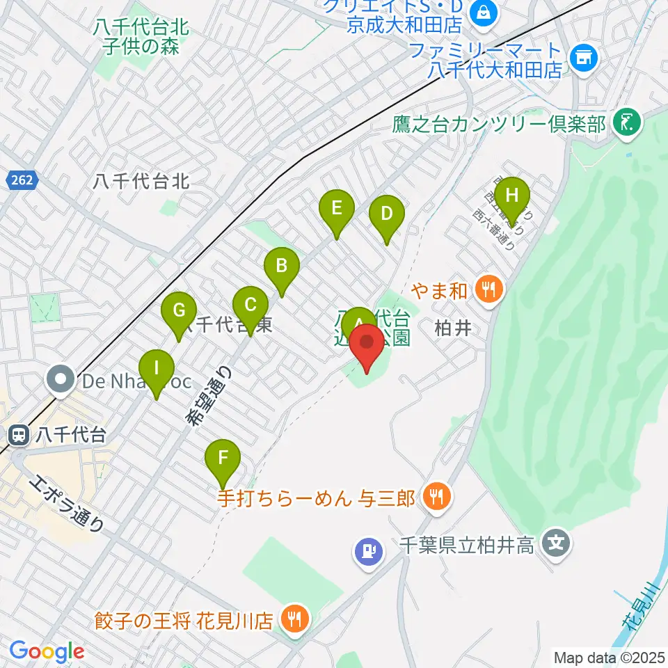 八千代台近隣公園小体育館周辺の駐車場・コインパーキング一覧地図