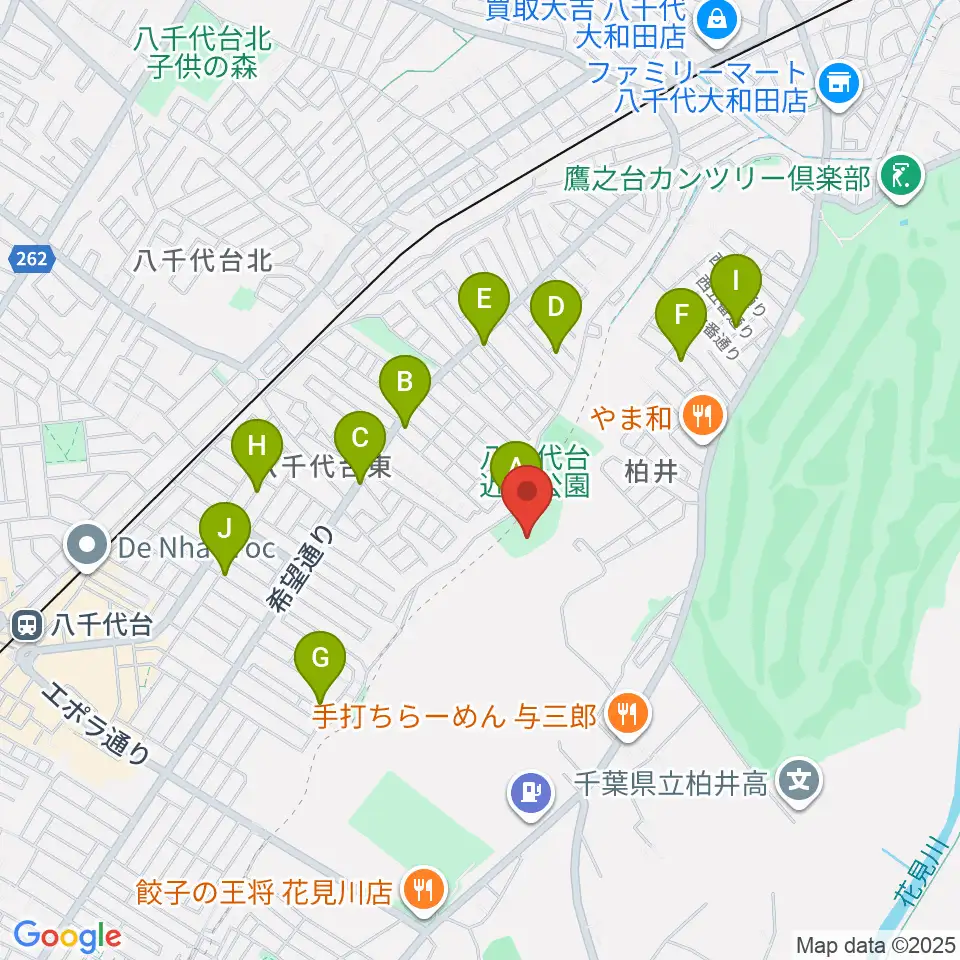 八千代台近隣公園小体育館周辺の駐車場・コインパーキング一覧地図