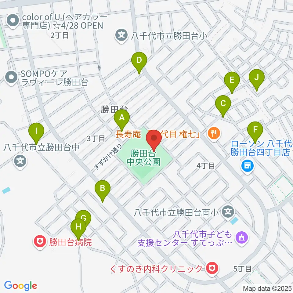 勝田台中央公園小体育館周辺の駐車場・コインパーキング一覧地図