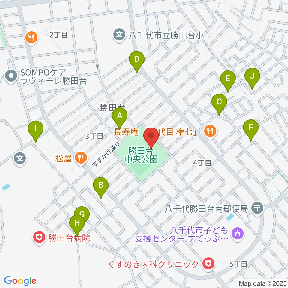 勝田台中央公園小体育館周辺の駐車場・コインパーキング一覧地図