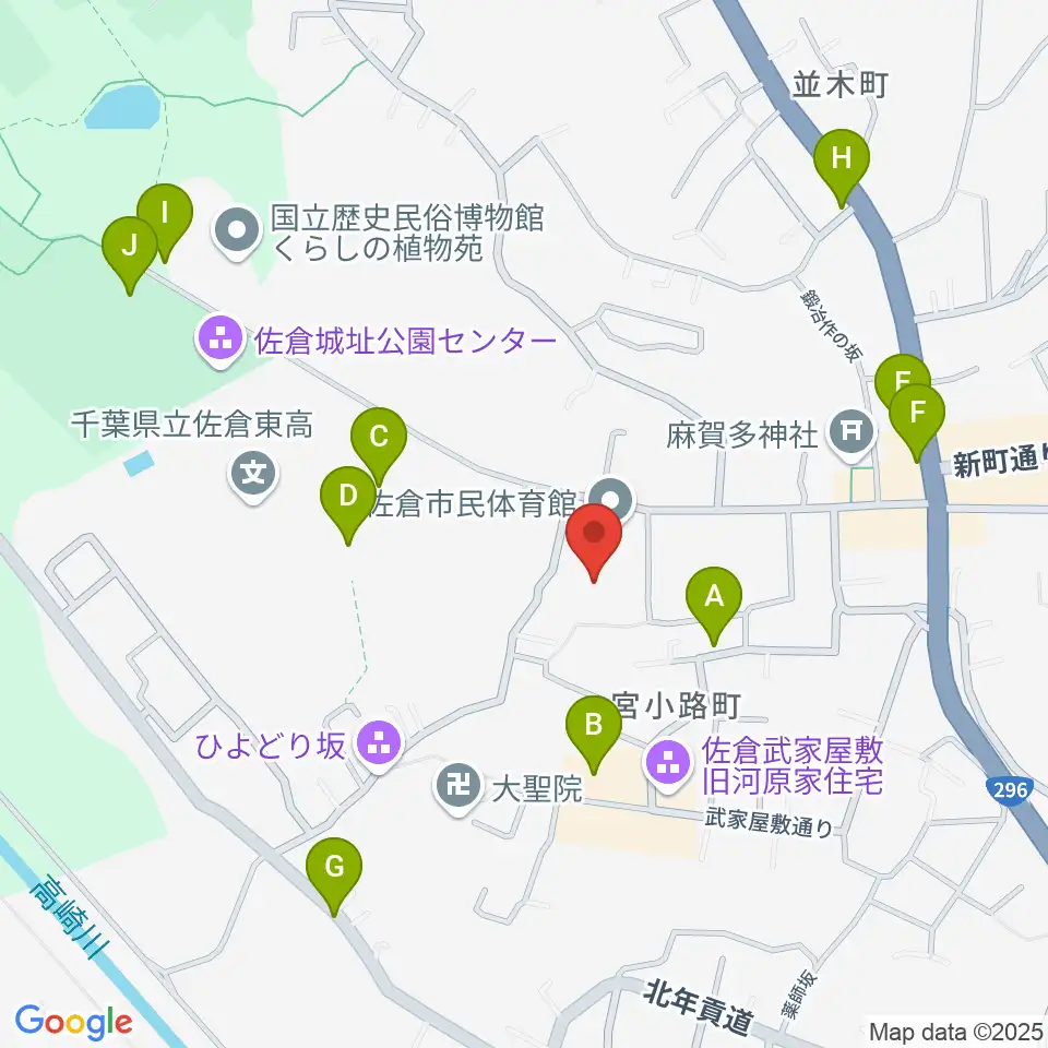 佐倉市民体育館周辺の駐車場・コインパーキング一覧地図