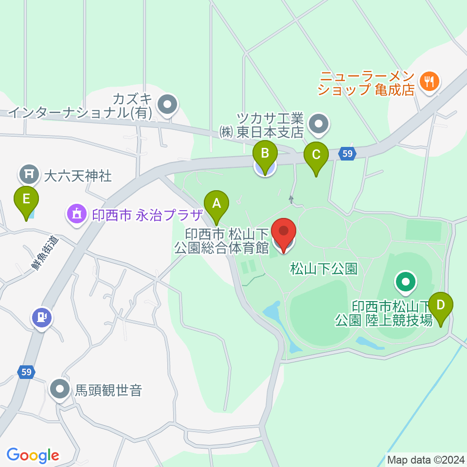 松山下公園総合体育館周辺の駐車場・コインパーキング一覧地図