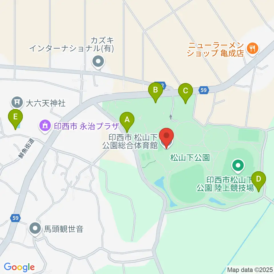 松山下公園総合体育館周辺の駐車場・コインパーキング一覧地図