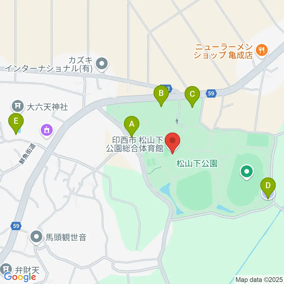 松山下公園総合体育館周辺の駐車場・コインパーキング一覧地図